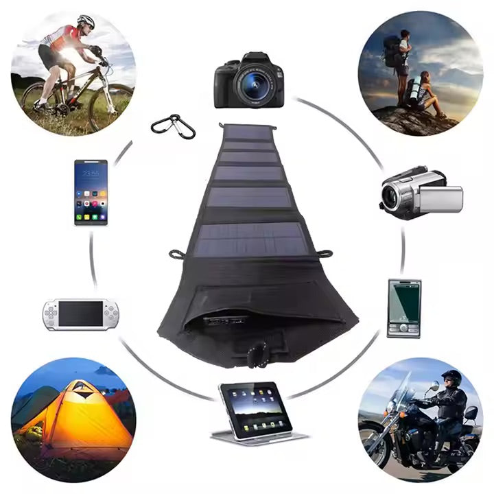 Portable 60W Solar Panel - Monocrystalline Silicon, Foldable, Lightweight
