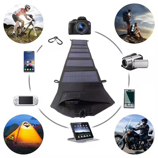 Portable 60W Solar Panel - Monocrystalline Silicon, Foldable, Lightweight