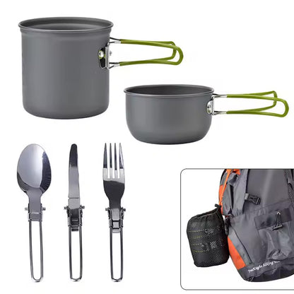 Outdoor Camping Pots and Pans Cookware Set - Durable, Lightweight, Easy clean